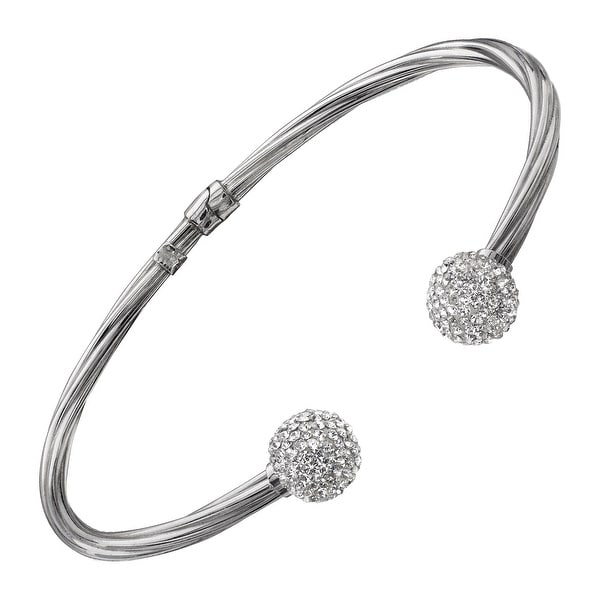 Crystaluxe Cuff Bracelet With Swarovski Crystals In Sterling Crystaluxe Cuff Bracelet With Swarovski Crystals In Sterling Silver White