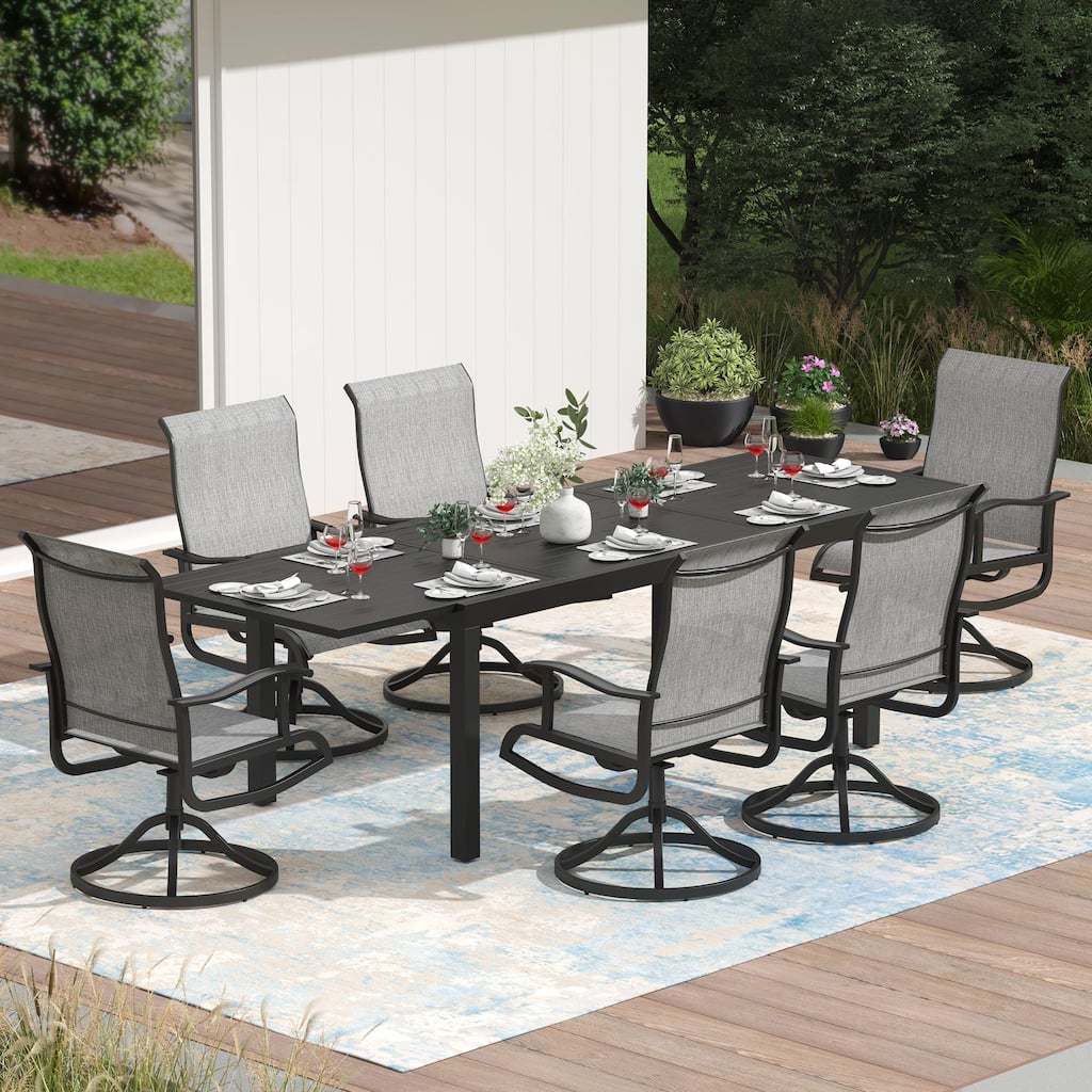 Outdoor Swivel Patio Dining Chairs Set of 2/4/6/8, All Weather Patio Textilene Chair High Back Outdoor Swivel Rocker Set