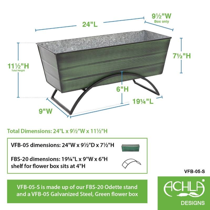 Achla Designs Odette Stand Medium Flower Box Planter, 24 Inch Wide