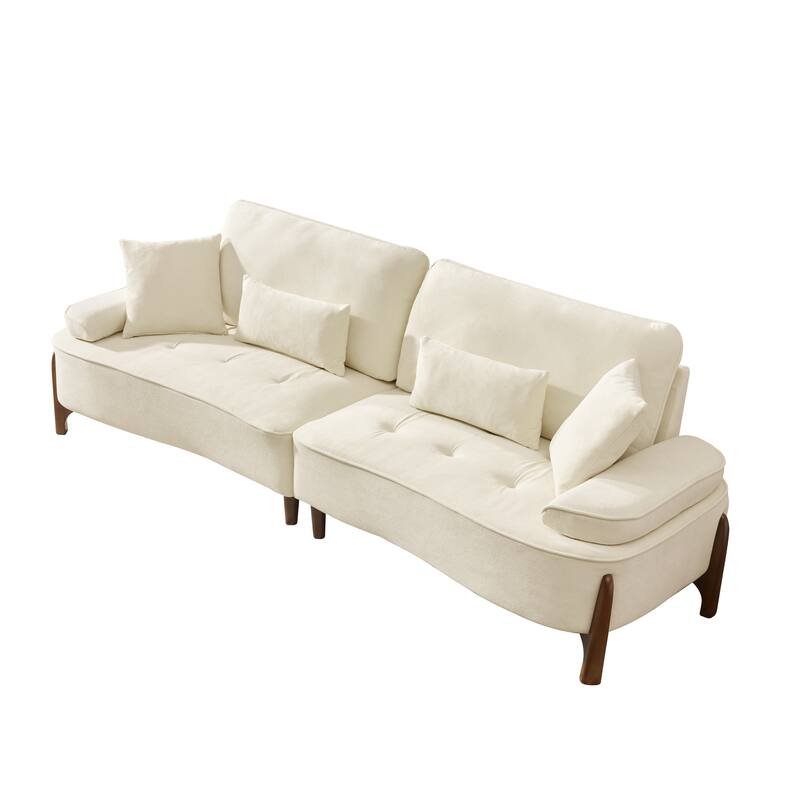 103" Foam 3-Seater Sofa with 4 Pillows, Solid Wood Frame, 600lb Capacity