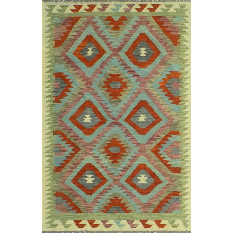 Sangat Flatweave Nuro Red/Purple Rug - 4'1" x 6'2"