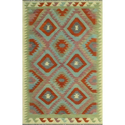 Sangat Flatweave Nuro Red/Purple Rug - 4'1" x 6'2"