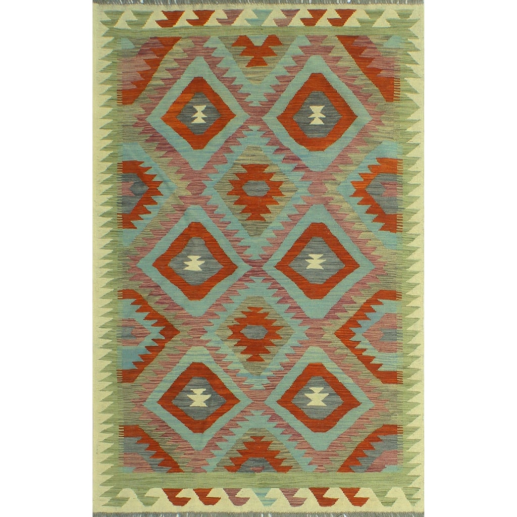 Sangat Flatweave Nuro Red/Purple Rug - 4'1" x 6'2"