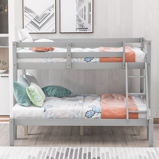 Gray Separable Twin over Full Wood Bunk Bed with Inclined Ladder - Bed ...