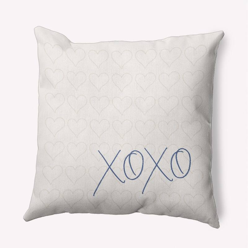 XOXO with Hearts Valentine's Day Decorative Indoor Pillow - 20" x 20" - Cadet Blue