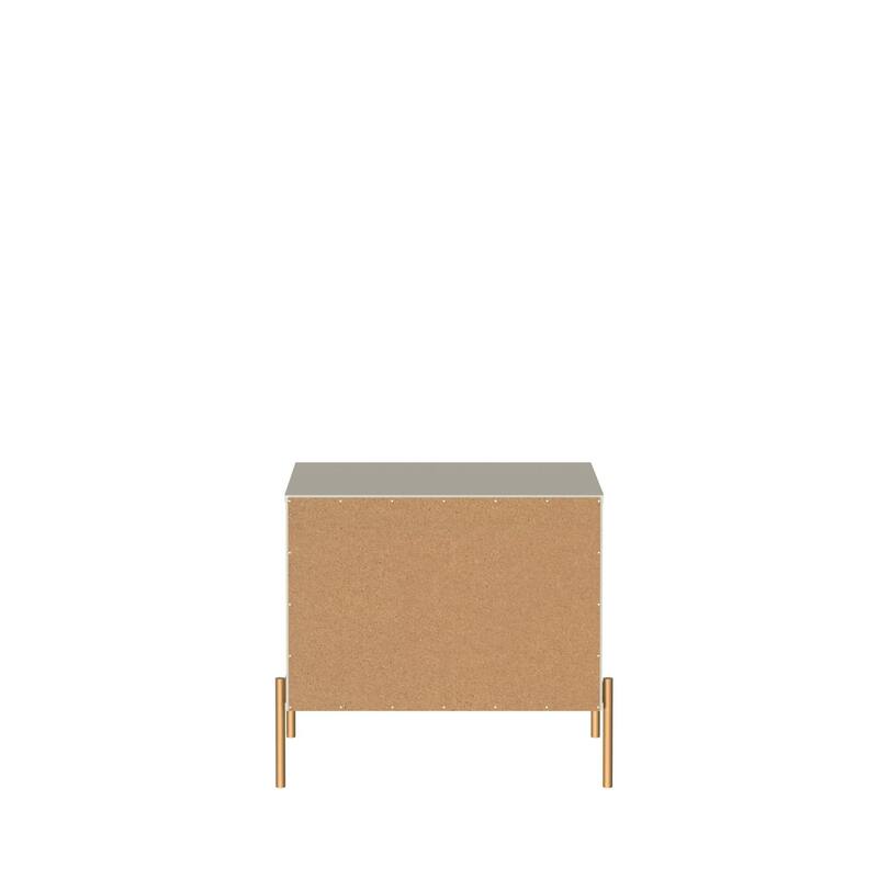 Modern Nightstand with 2 Drawers and Accents Steel Legs