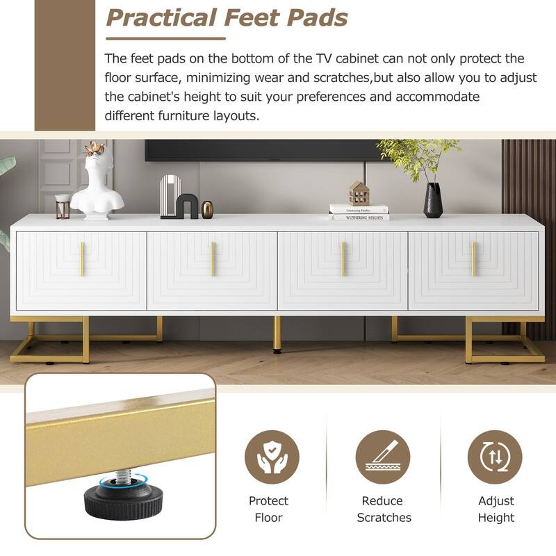 70.8''W Modern TV Stand for TVs Up to 80'' with Cabinets and Adjustable Shelves - n/a