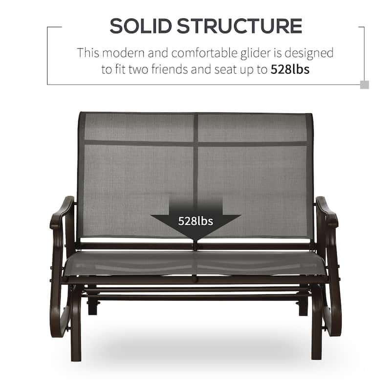 Outdoor Patio Glider Bench Loveseat Chair w/ Powder Coated Steel Frame