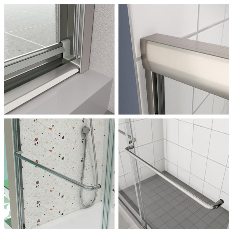 Bypass Shower Sliding Door with 1/4" Tempered Glass