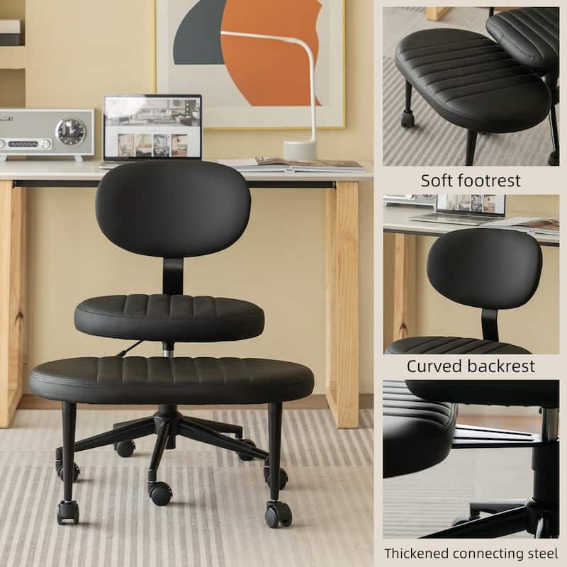 Ergonomic Office Chair-Multi-Position Cross Legged Design, Swivel Meditation Desk Chair with Back Support & Rolling Base