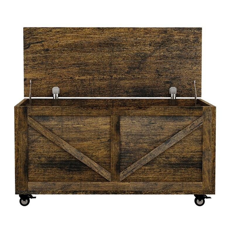 Storage Chest,Storage Trunk on Wheels with Brakes,Sturdy Storage Bench