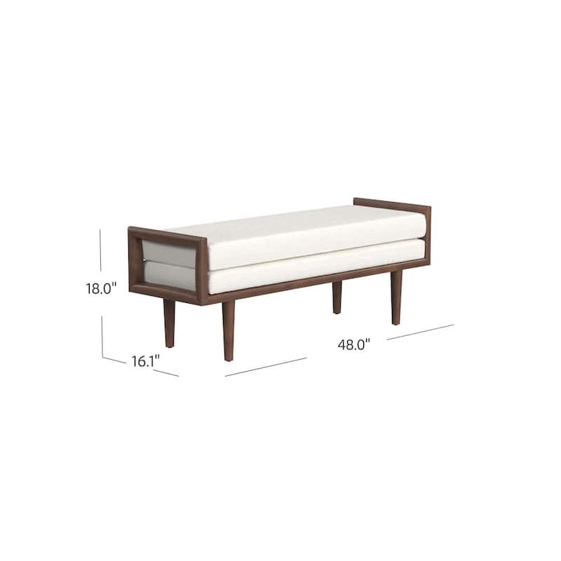 HomePop upholstered Bench with Wood Base - Cream Boucle