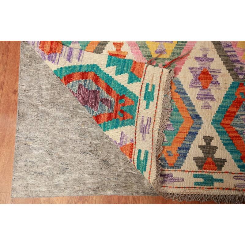 Geometric Kilim Oriental Large Rug Flatweave Bedroom Wool Carpet - 10'3"x 15'11"