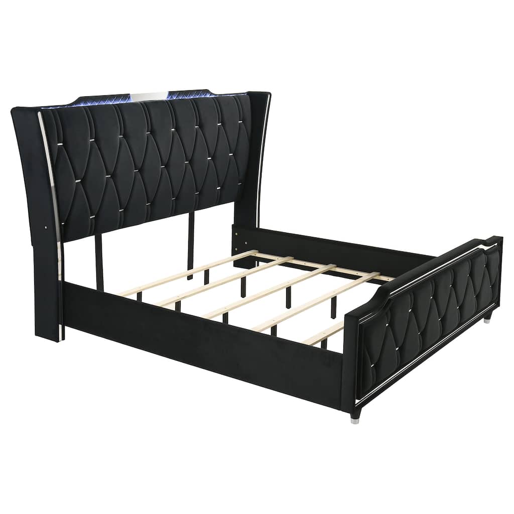 Lorient LED Upholstered Bed Black