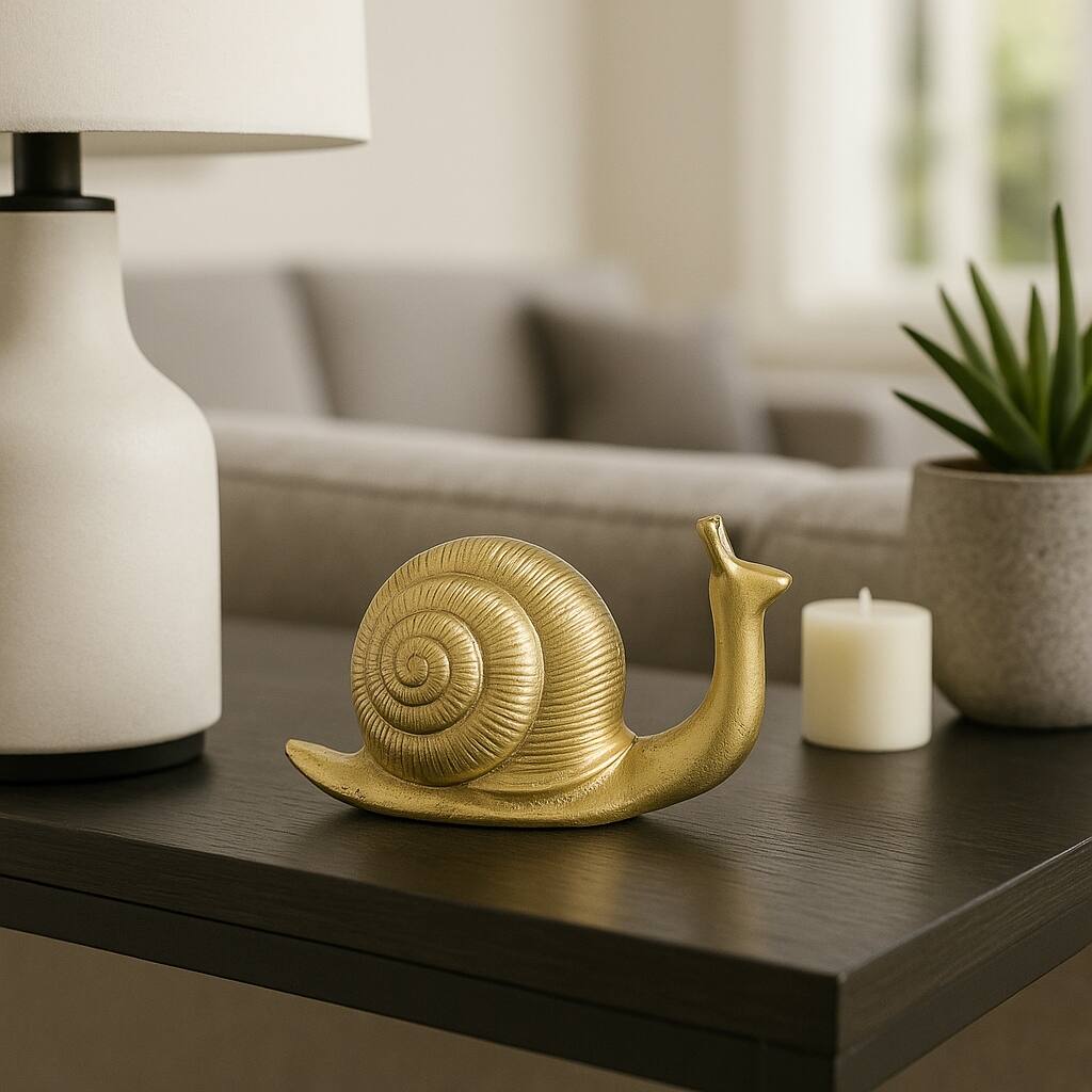 Decorative Metal Snail Figurine Statue - 7", Gold & Metallic - 6.75"