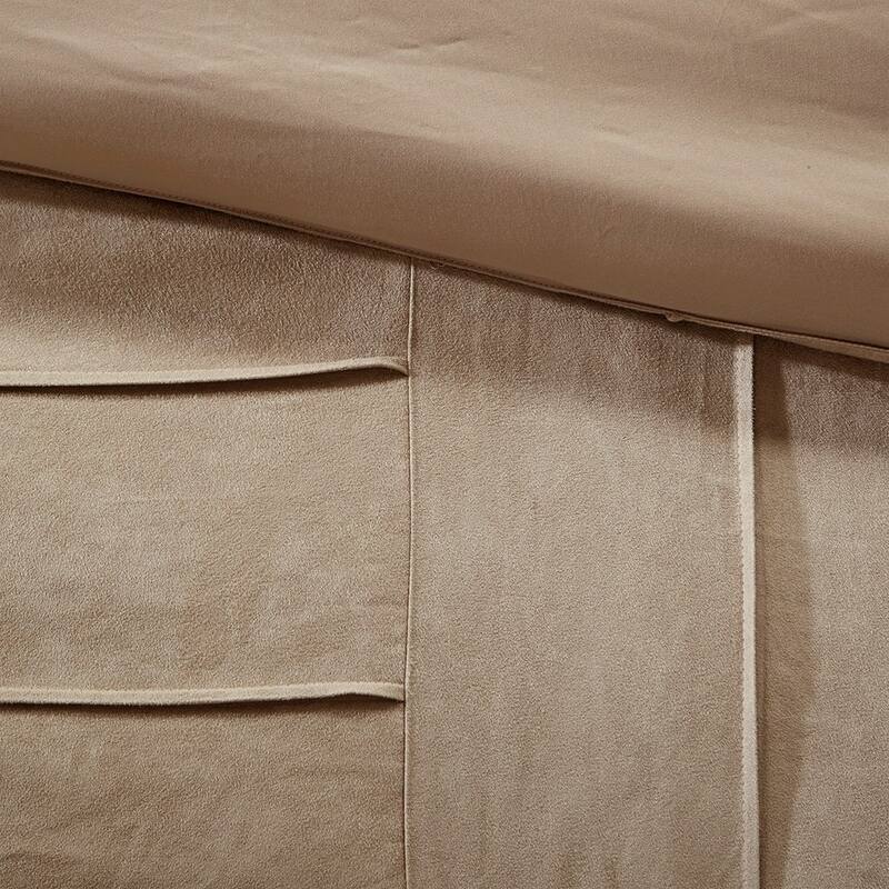 7 Piece Faux Suede Comforter Set Beige Cal King