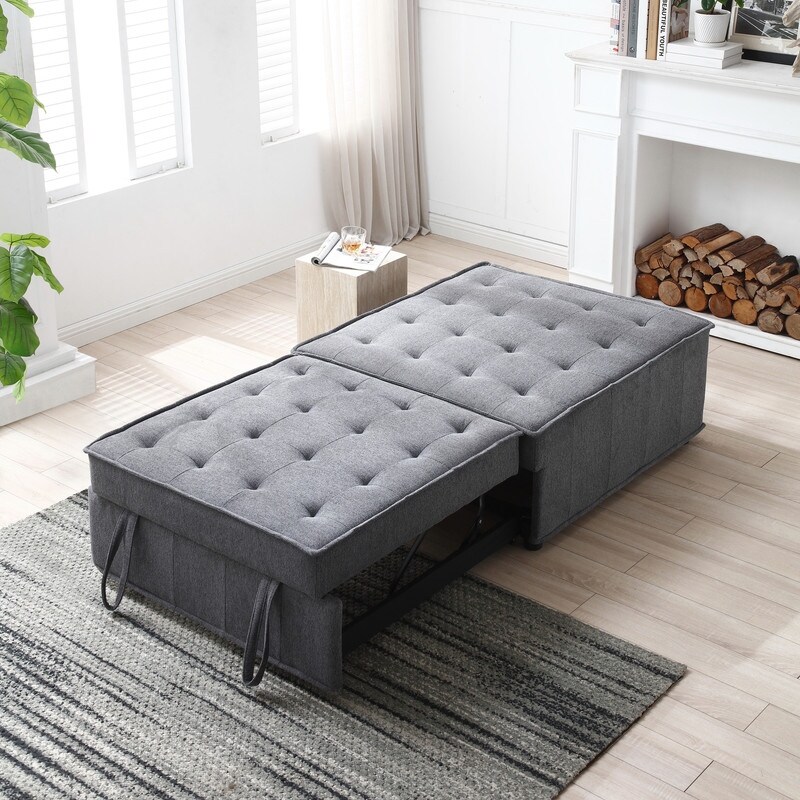 3 in 1 Multipurpose Linen Fabric Folding Ottoman Sleeper Sofa Bed