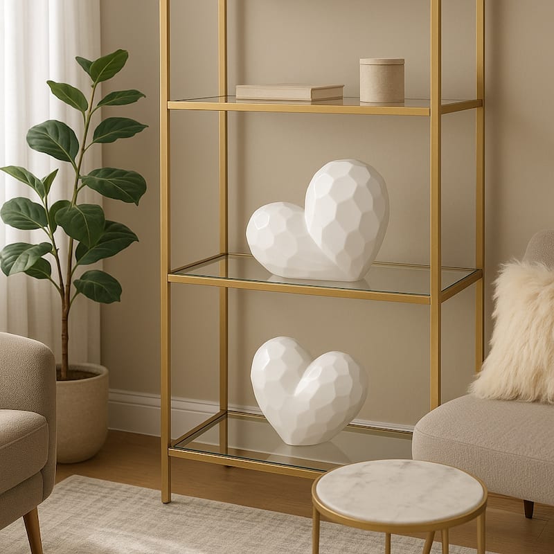 Modern Geometric Heart Sculpture - Ceramic Decorative Object