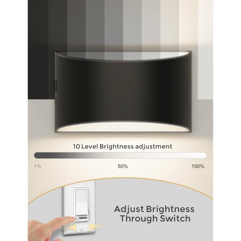 YANSUN Black Half Moon Wall Light 5CCT Dimmable Memory, Hardwired Sconce