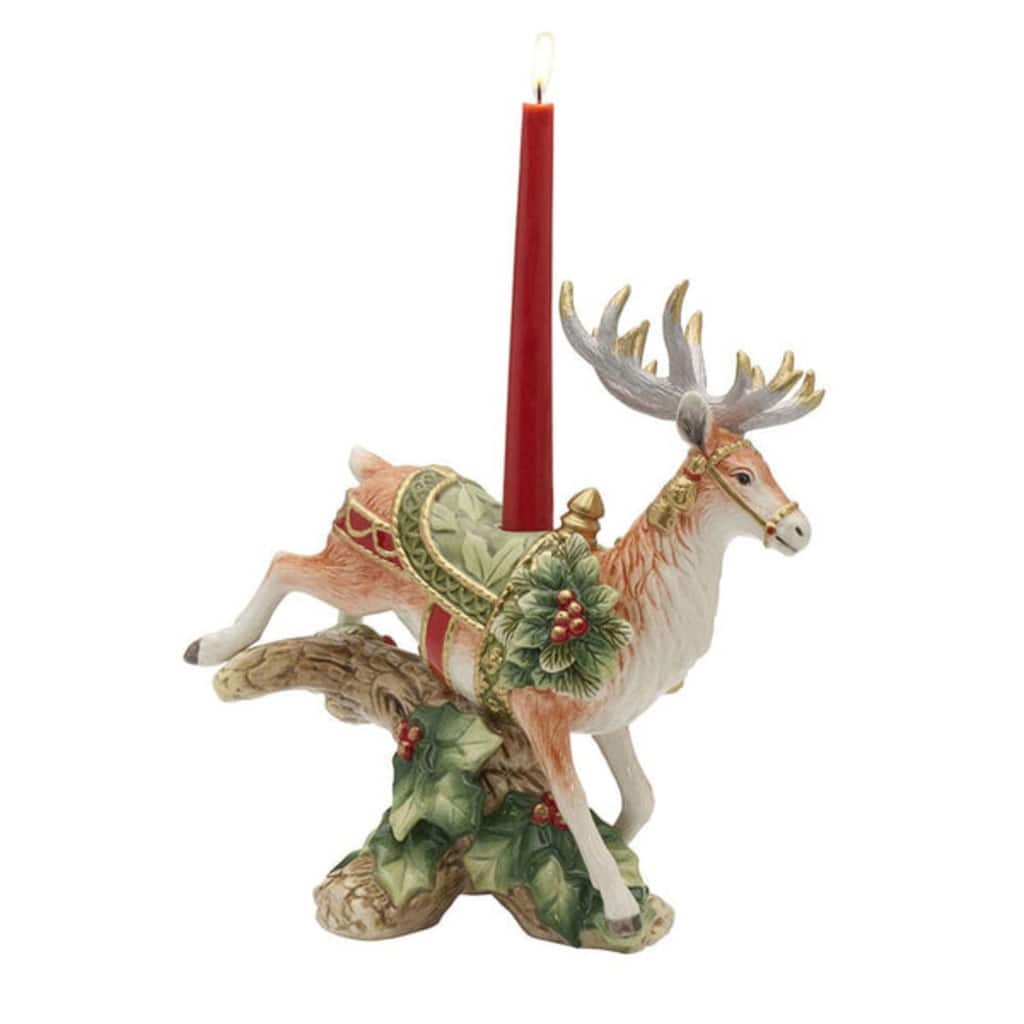 Fitz and Floyd Holiday Home Deer Candleholder