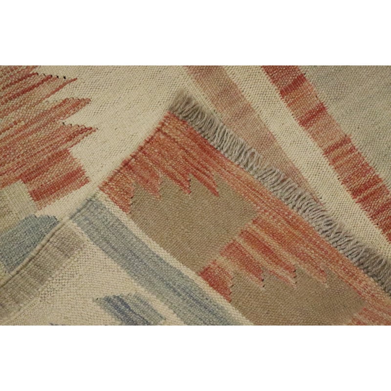 Hand Woven Oriental 100% Wool Carpet Southwestern Tribal Navy Blue & Blues Kilim Area Rug - 9' 11'' X 8' 4''