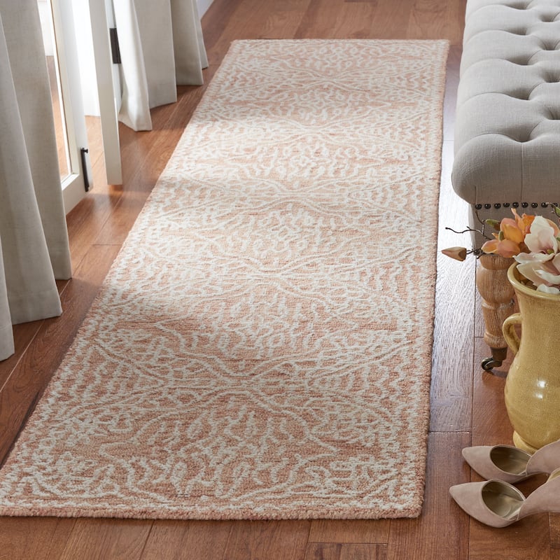 SAFAVIEH Handmade Capri Charyl Modern Wool Rug - 2'3" x 9' Runner - Rust/Ivory