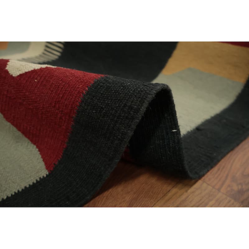 Hand Woven Oriental 100% Wool Carpet Southwestern Tribal Black Kilim Area Rug - 15' 5'' X 12' 2''