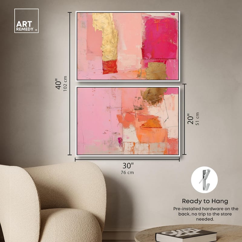 Petal Patchwork I Canvas Set of 2 by Art Remedy