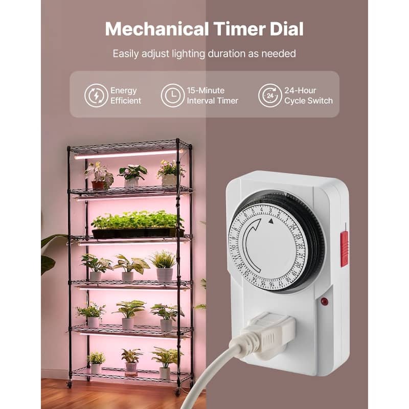 Black Metal 6-Tier Indoor Plant Stand with 5 LED Grow Lights and Timer, 71-Inch Adjustable Shelves on Wheels