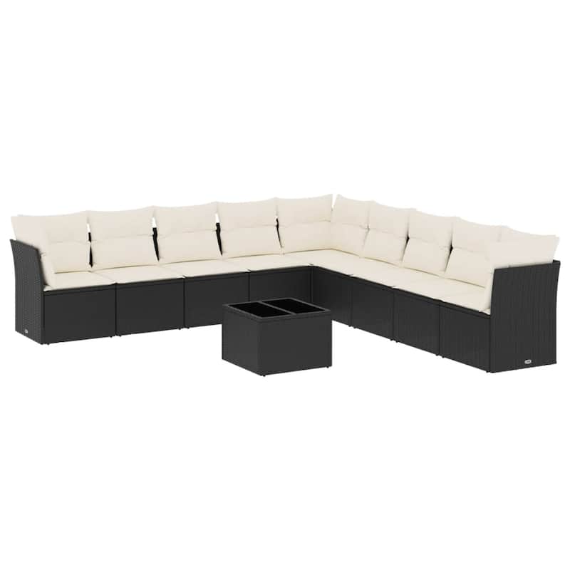 vidaXL Garden Sofa Set Black and Cream White - 21.7 x 21.7 x 14.6