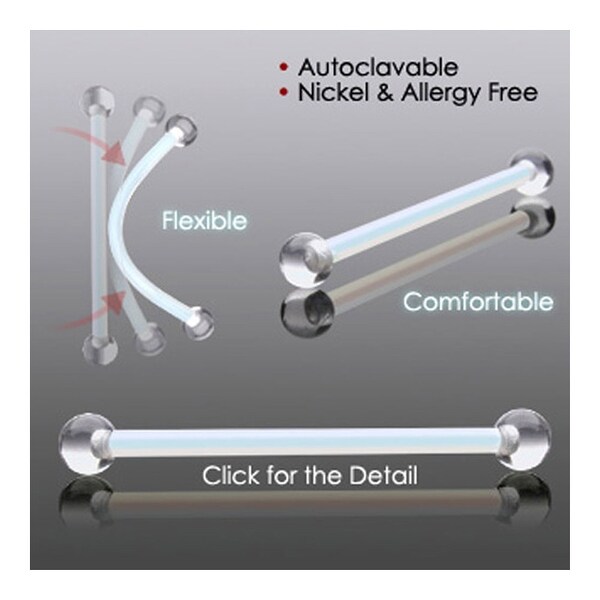 Pregnancy Flexible Belly Retainers with Clear UV Ends Made of PTFE (polytetrafluoroethylene)