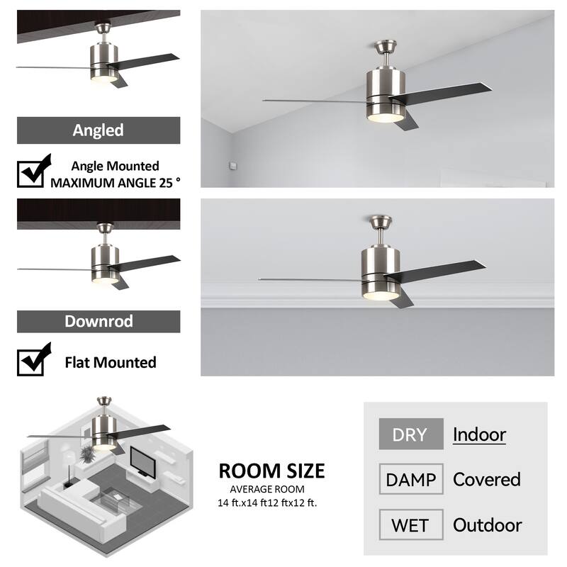 CARRO Aurora 52" Indoor Smart Ceiling Fan with LED Light and Wall Control-Downrod