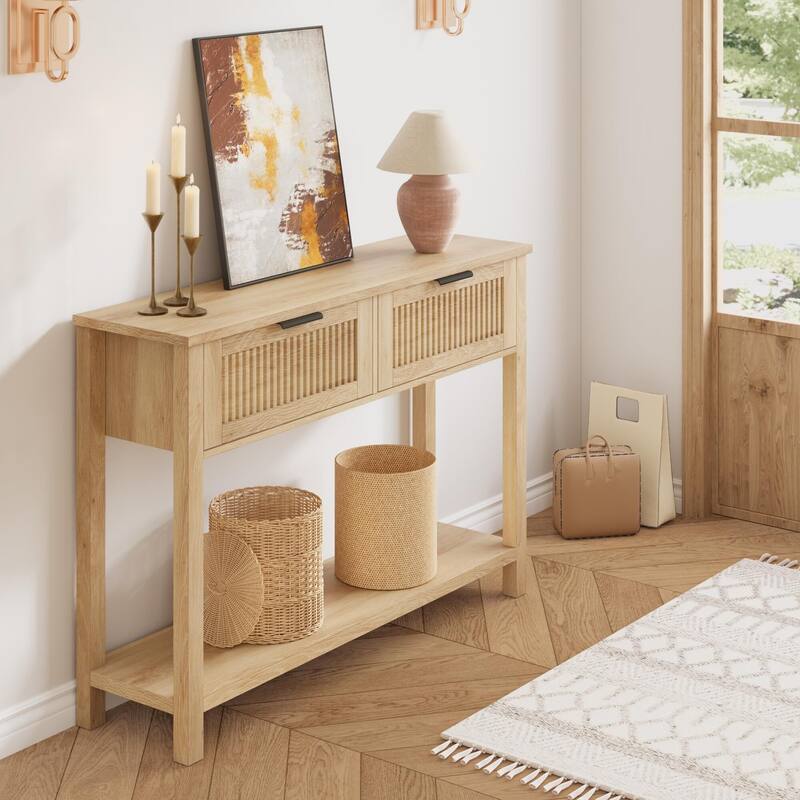 43 Inch Wood Console Table with 2 Drawers