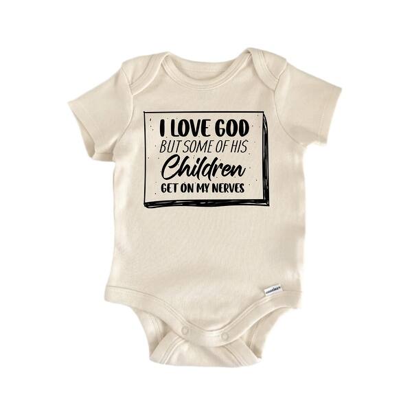 slide 2 of 6, I Love God But Nerves Jesus Religious God Christian - Baby Boy Girl Clothes Bodysuit Blue - 0-3M