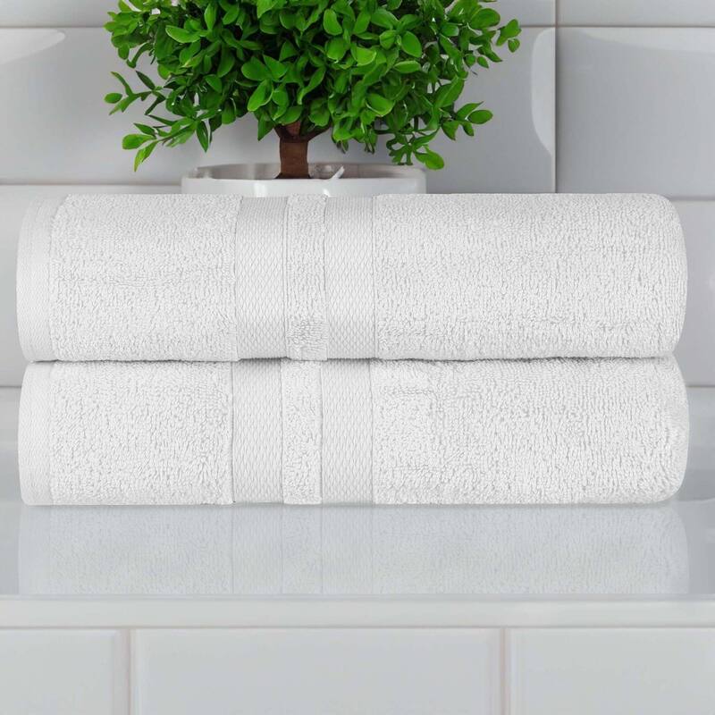 Superior Ultra-Soft Cotton Solid Medium Weight Bath Towel Set of 2