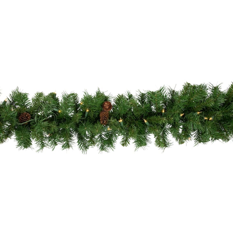 9'x12" Dakota Red Pine Artificial Christmas Garl Clear Dura-Lit Lights