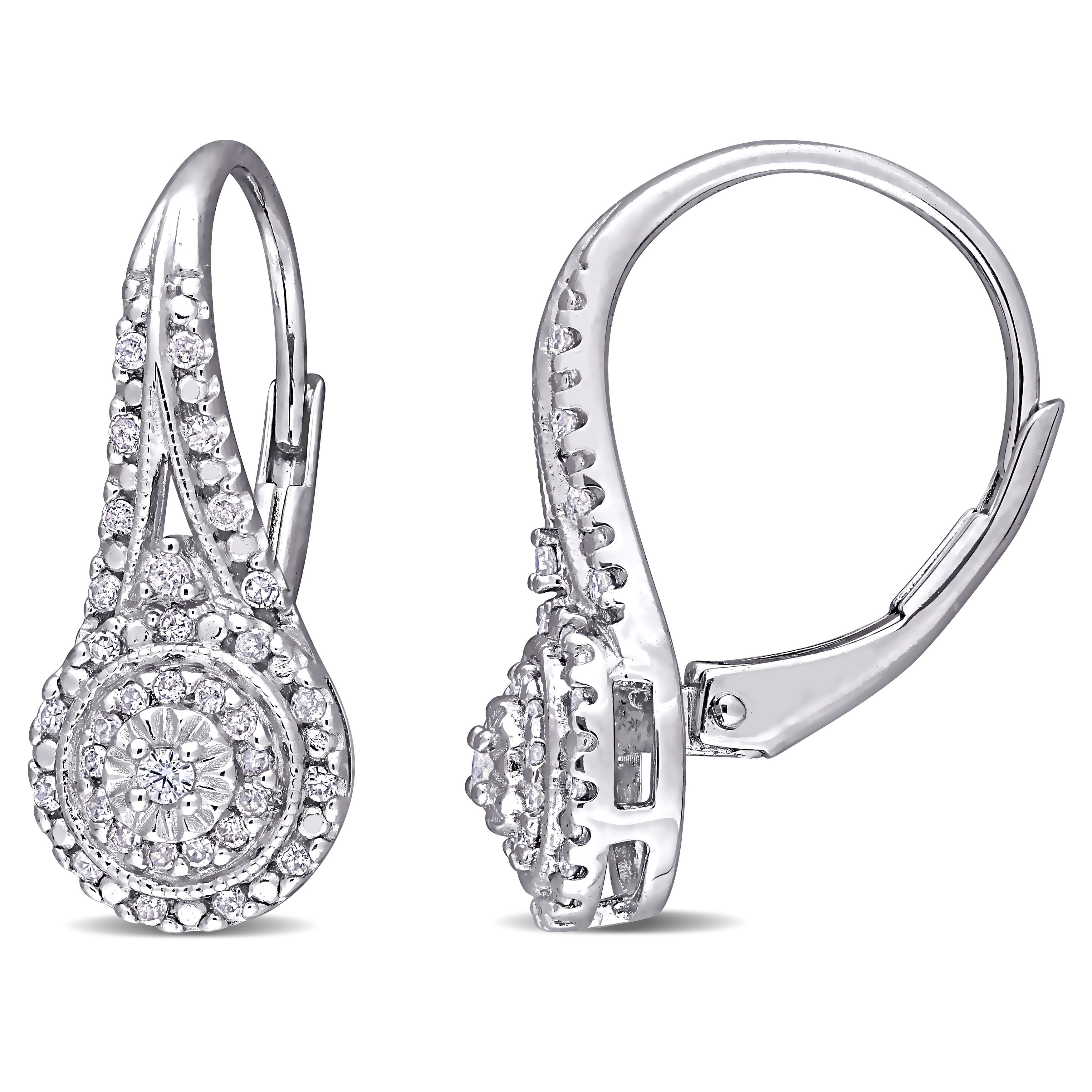 Miadora 1/4ct TDW Diamond Dangle Earrings Sterling Silver