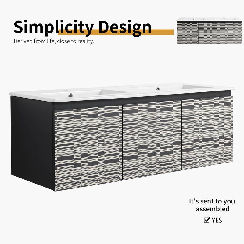 Bathroom Vanity With Sink In 24/30 Inch, Floating Bathroom Vanity with Soft Close Door
