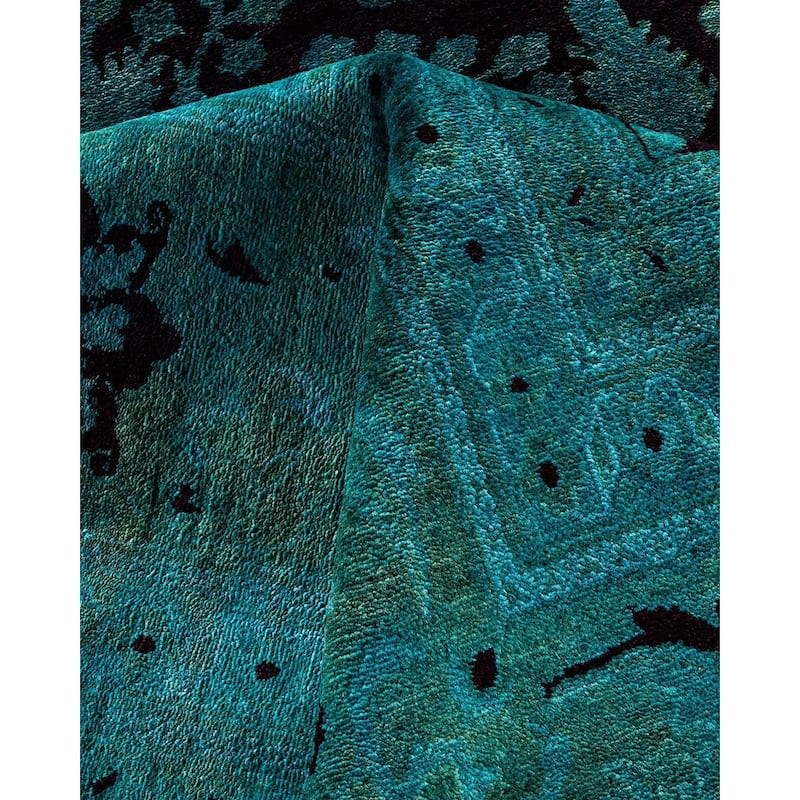 Overdyed, One-of-a-Kind Hand-Knotted Area Rug - Blue - 10' 0" x 14' 2"