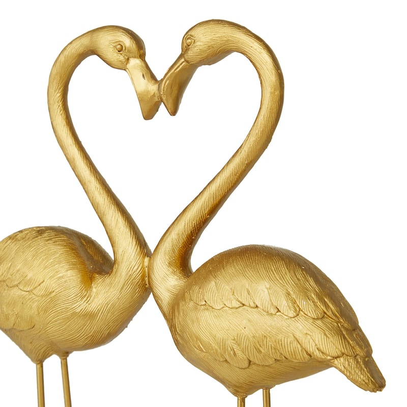 Radiant Gold Polystone Flamingo Decorative Sculpture