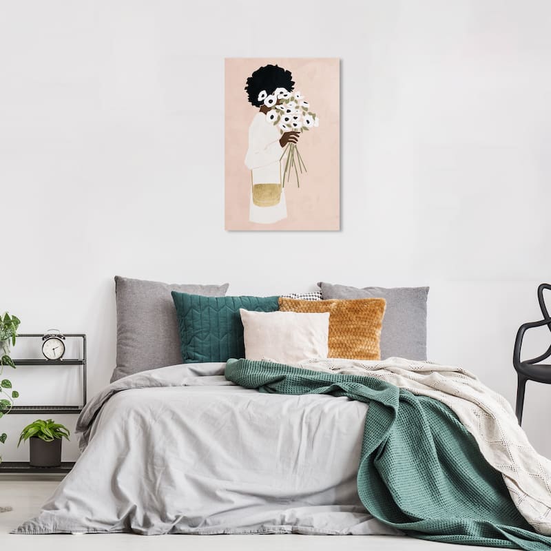Wynwood Studio Canvas Floral and Botanical Florals and Blush Pink and Modern & Contemporary Wall Art Canvas Print - 24 x 16