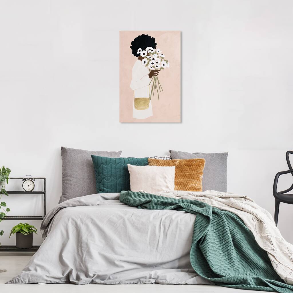 Wynwood Studio Canvas Floral and Botanical Florals and Blush Pink and Modern & Contemporary Wall Art Canvas Print