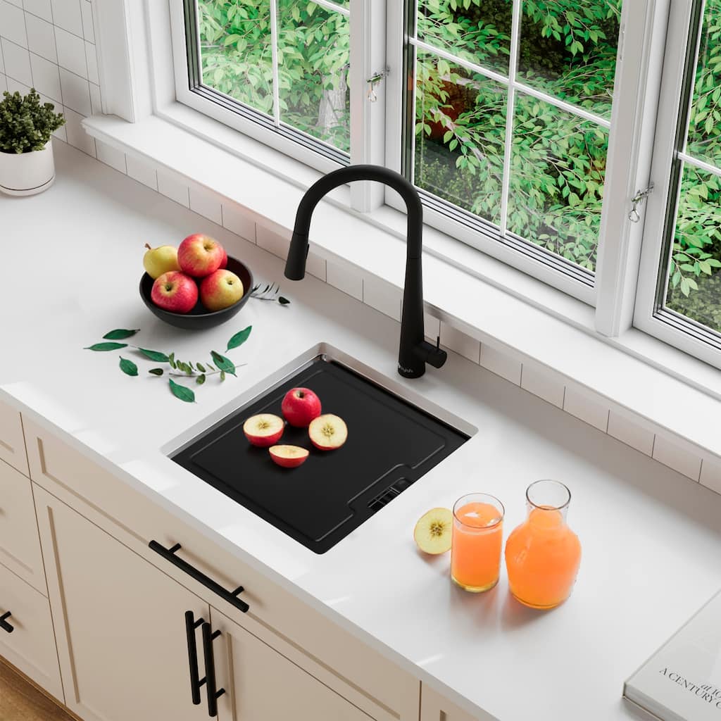 STYLISH 18 inch Black Stainless Steel 16G Workstation Kitchen Sink