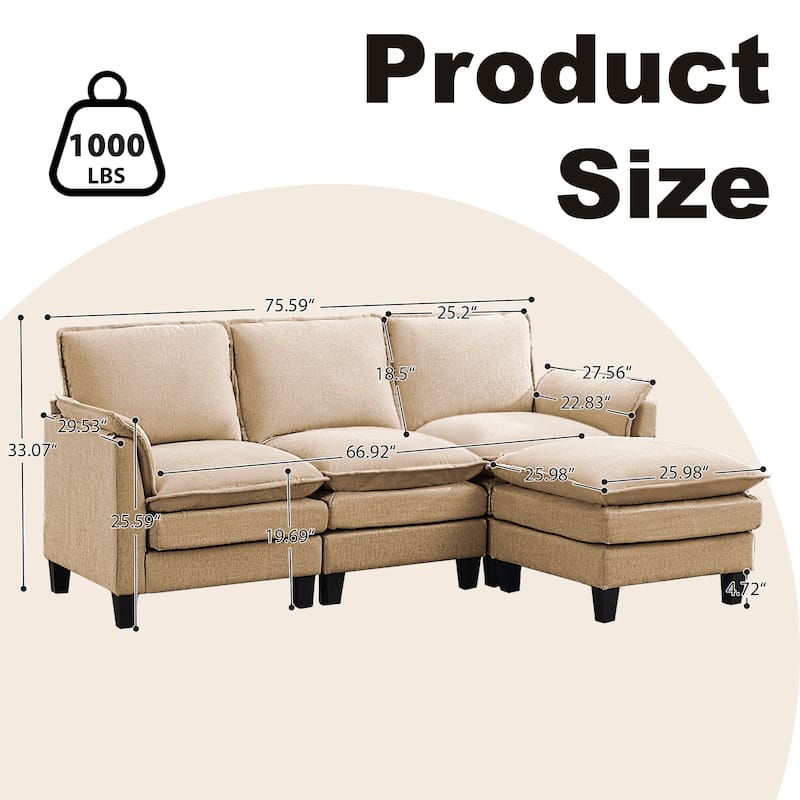 Luxury 3-Seater Sofa & Footstool – Ultra-Plush, Multi-Room Comfort