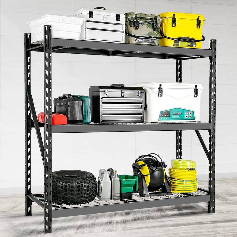 3-Tier Metal Garage Storage Shelving Unit Adjustable 6000LBS Capacity - 77"L X 24"W X 72"H