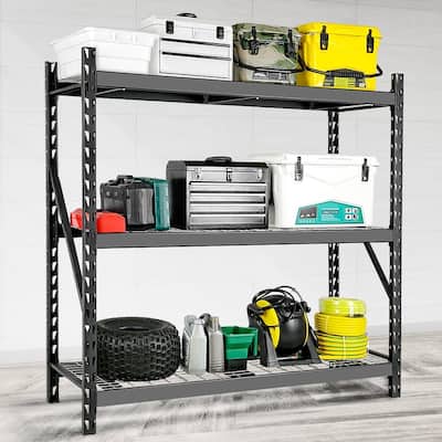 3-Tier Metal Garage Storage Shelving Unit Adjustable 6000LBS Capacity - 77"L X 24"W X 72"H
