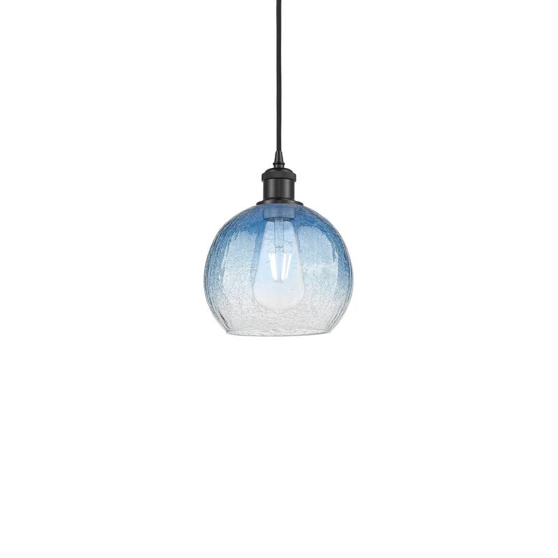 Innovations Lighting 516-1P-11-8 Brookhaven Globe Pendant Brookhaven - Matte Black / Sapphire Blue