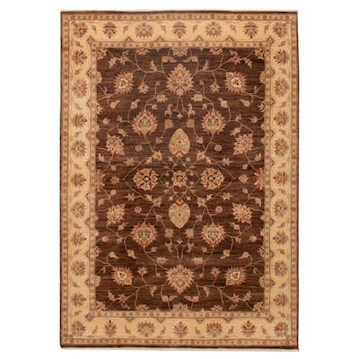 ECARPETGALLERY Hand-knotted Jamshidpour Dark Brown Wool Rug - 6' 6" x 9' 3"