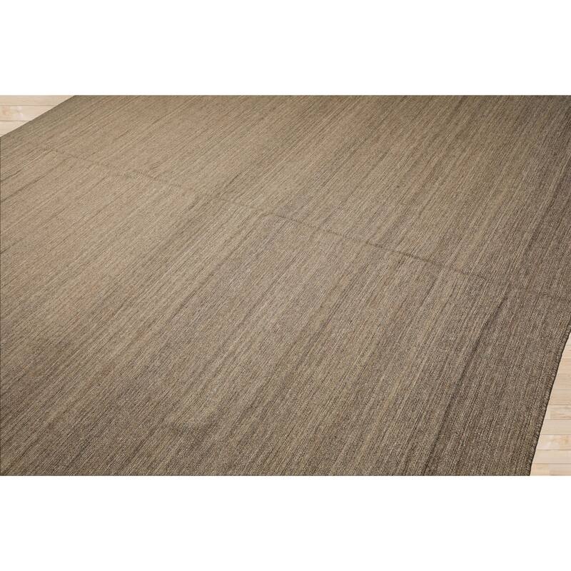 10'1''x13'10'' Hand Woven Wool Taupe Kilim Modern Flatweave Rug - 10' 1'' x 13' 10''