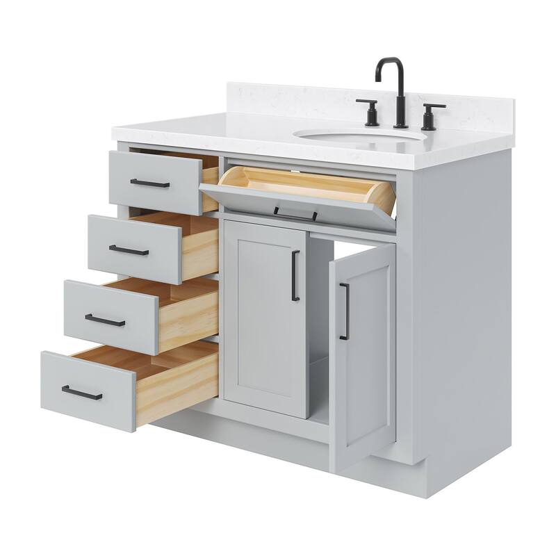 Ariel T042SRCQOVO Hepburn 42" Free Standing Single Basin Vanity Set